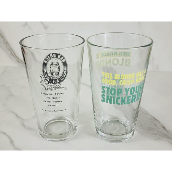 Red Brick Ale Blonde German Styler Lager Pint Beer Clear Glass 16oz Drinkware x2 - Picture 7 of 13